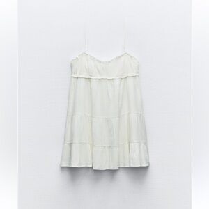 Zara short white tiered dress with ruffles